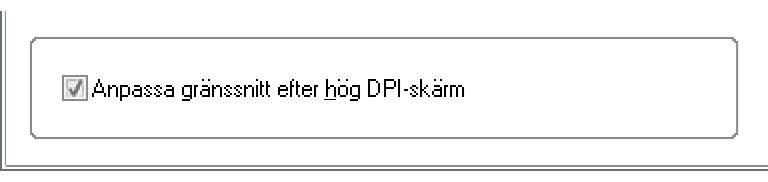 Inställningen 'Anpassa gränssnitt efter hög DPI-skärm'