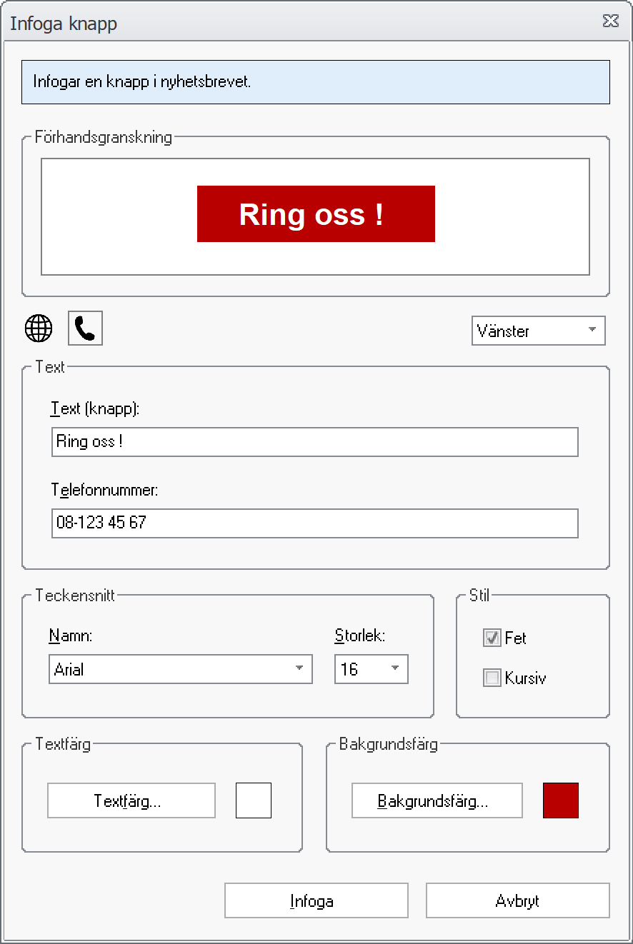 Infoga knapp (telefonnummer)